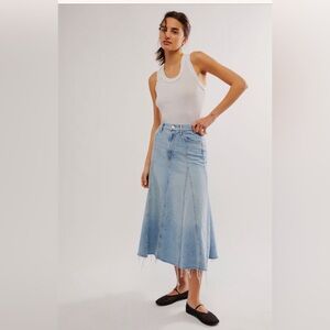 MOTHER Light Blue Midi Skirt